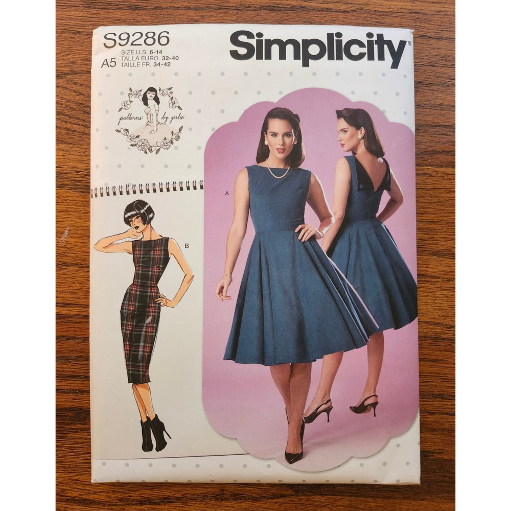 Simplicity S9286 Patterns by Gertie Misses Fold-Back Facing Dress Pattern 6-14